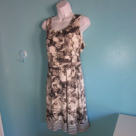 Robert Rodriguez Black & Cream Floral Print Summer Tank Dress Size 16 Rear Zip - Picture 1 of 13